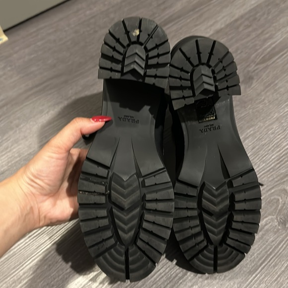 PRADA Brushed Leather and Re-Nylon Laced Booties - Picture 15 of 16